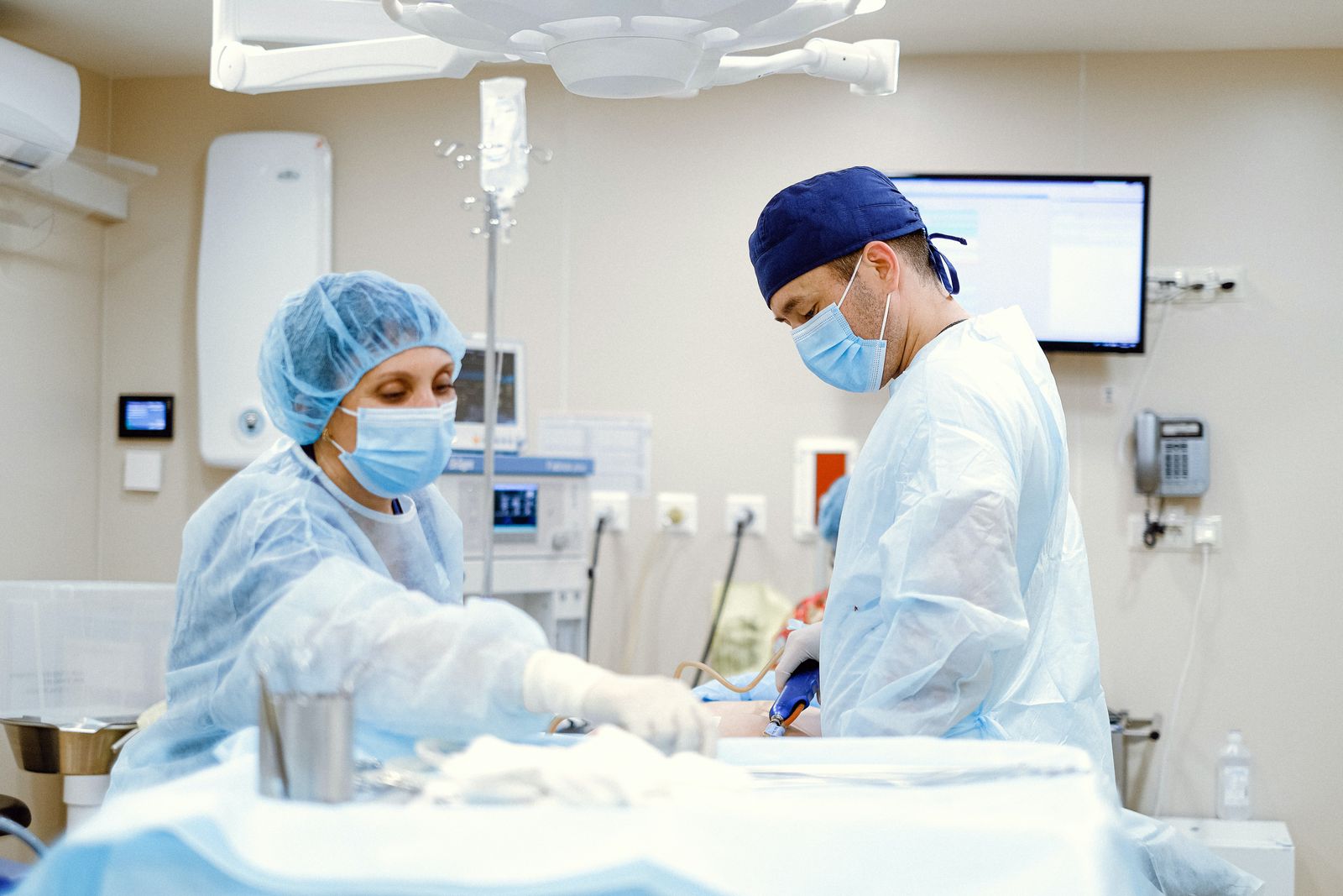 Clinical team working with equipment in a healthcare facility