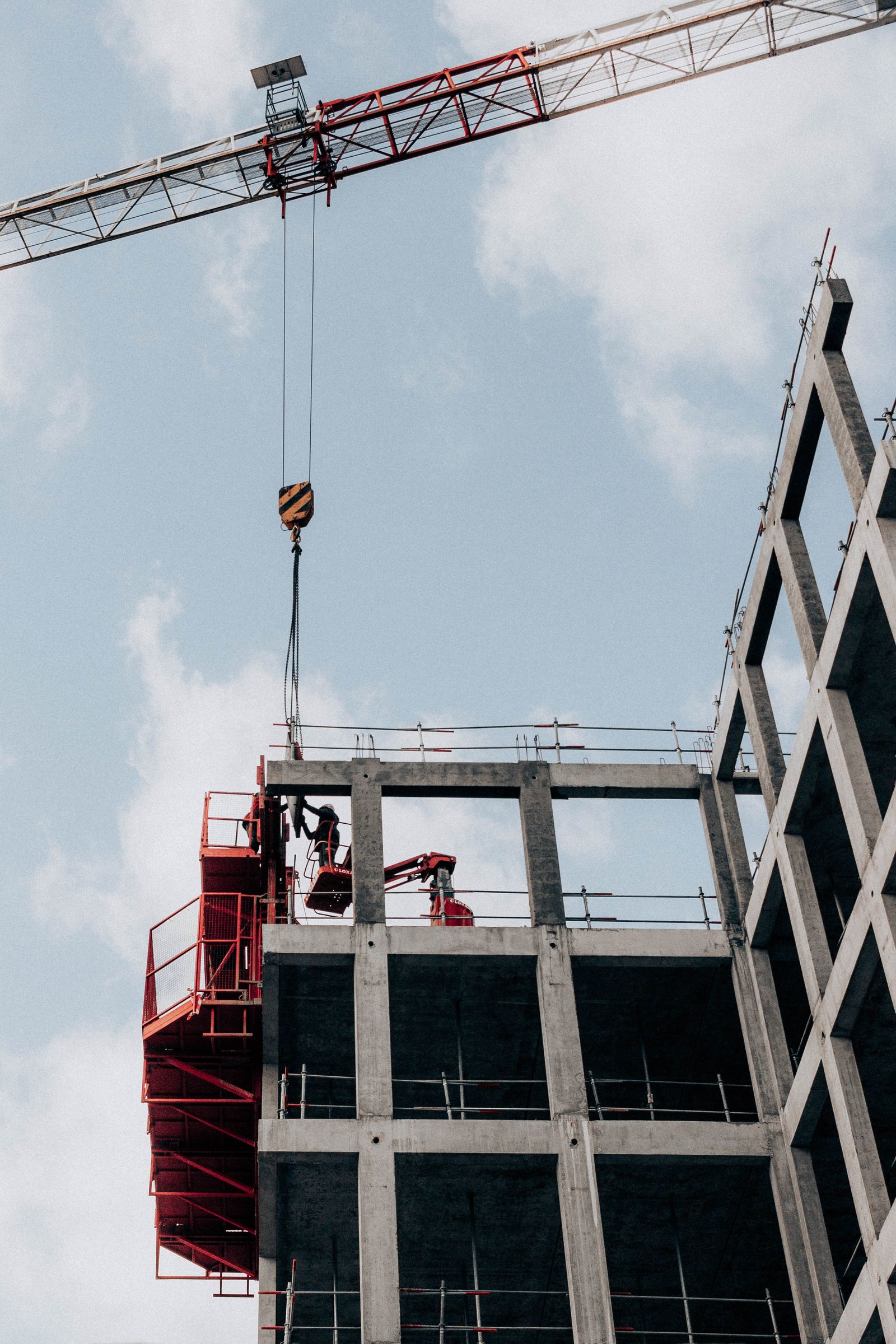 Commercial construction project with equipment and infrastructure at scale