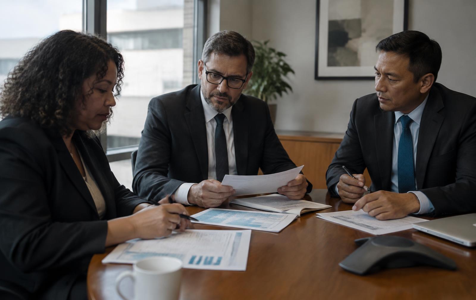 Owners reviewing transaction documents